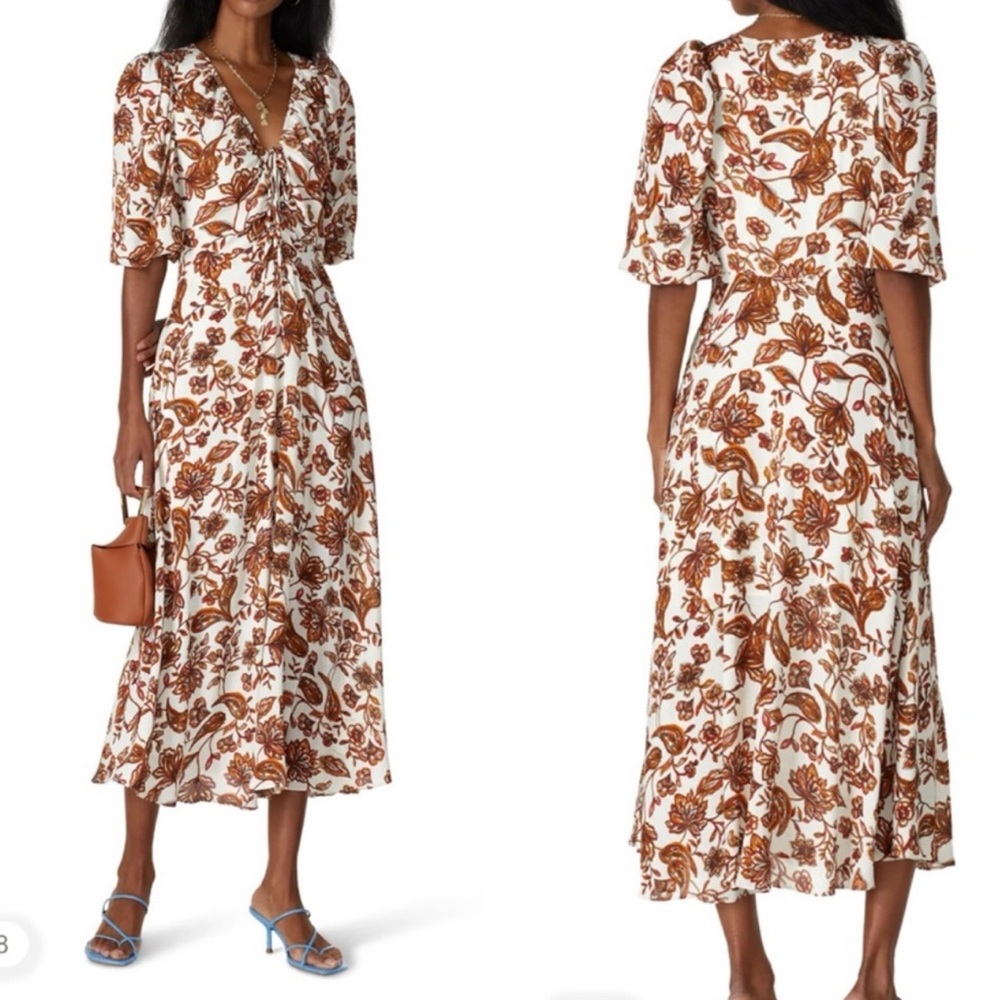 Nicholas Danielle Printed Midi Dress Bohemian Floral Paisley